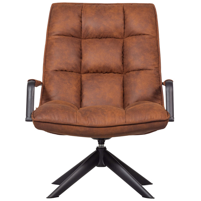 WOOOD Jouke Draaifauteuil - Kunstleer - Cognac - 96x70x85