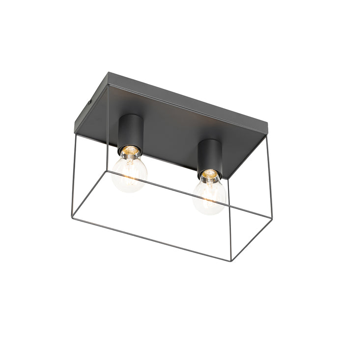QAZQA Minimalistische plafondlamp zwart 2-lichts - Kodi