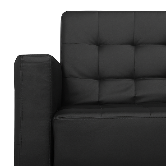 Beliani-ABERDEEN-Hoekslaapbank met ottomaan-Zwart-Links-Kunstleer