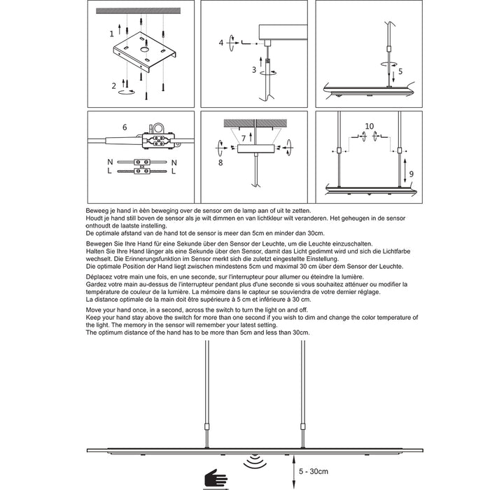 Steinhauer Plato Hanglamp Staal 170 cm breed