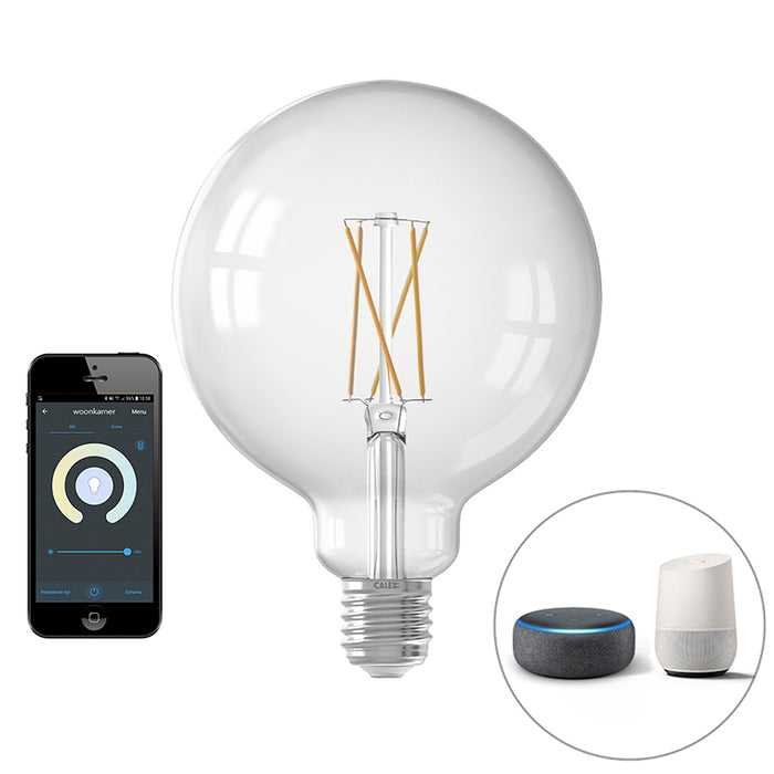 QAZQA Smart landelijke hanglamp rotan incl. Wifi G125 lichtbron -