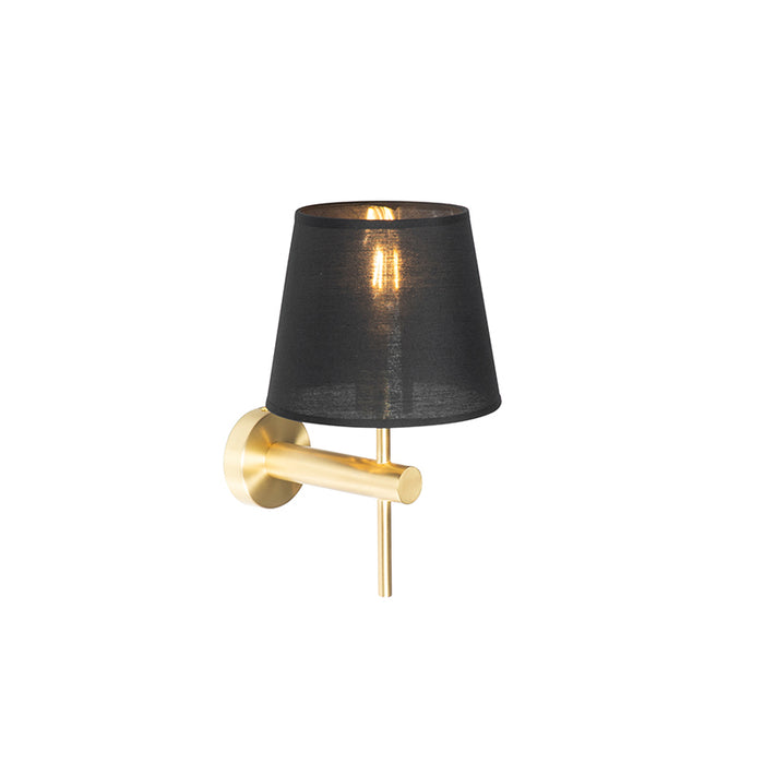 QAZQA Moderne wandlamp messing met zwart - Pluk