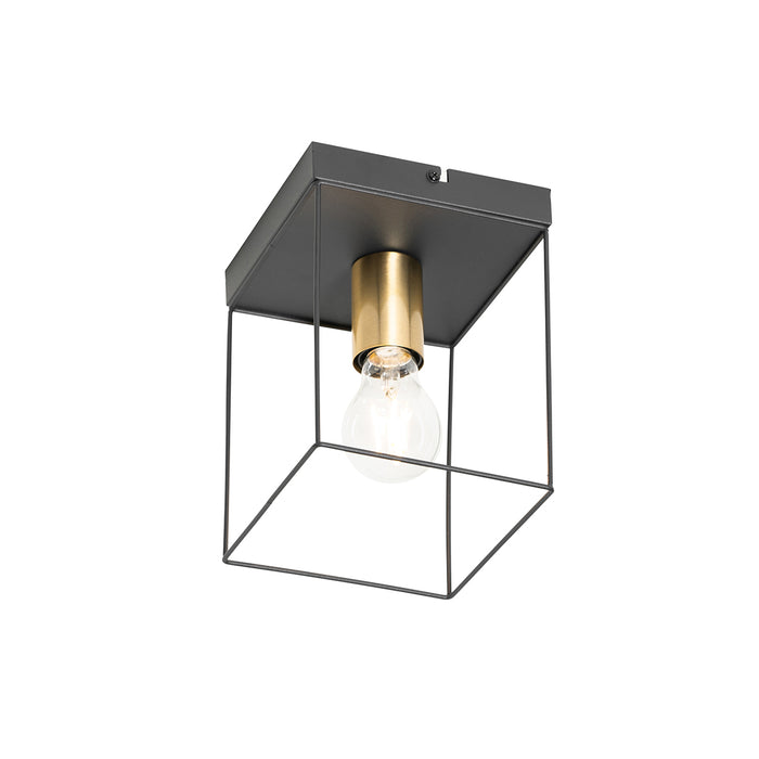 QAZQA Minimalistische plafondlamp zwart met goud - Kodi
