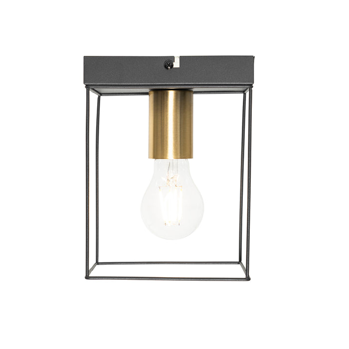 QAZQA Minimalistische plafondlamp zwart met goud - Kodi