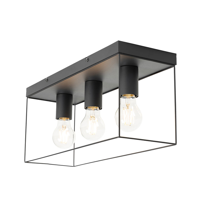 QAZQA Minimalistische plafondlamp zwart 3-lichts - Kodi