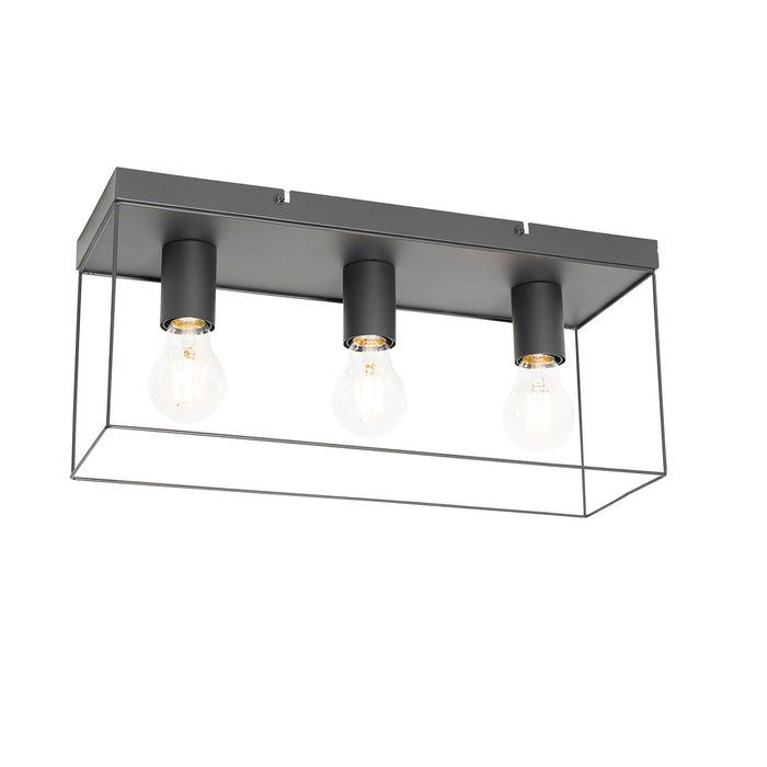 QAZQA Minimalistische plafondlamp zwart 3-lichts - Kodi