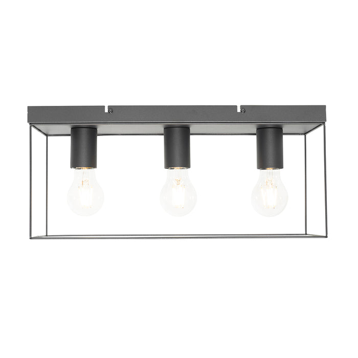 QAZQA Minimalistische plafondlamp zwart 3-lichts - Kodi