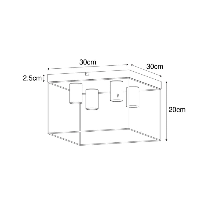 QAZQA Minimalistische plafondlamp zwart 4-lichts vierkant - Kodi