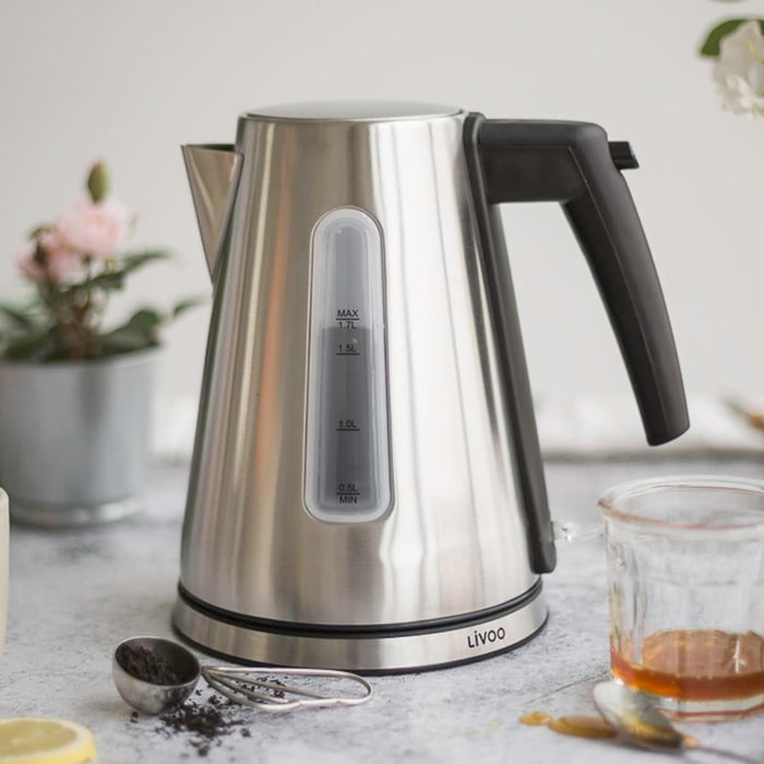 Livoo Waterkoker snoerloos 1,7 L roestvrij staal zilverkleurig