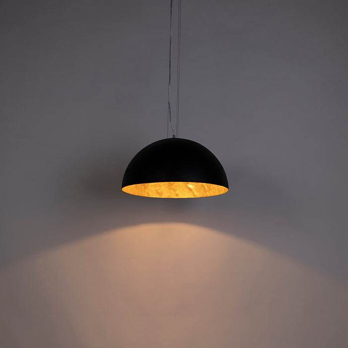 QAZQA Industriële hanglamp zwart met goud 50 cm - Magna