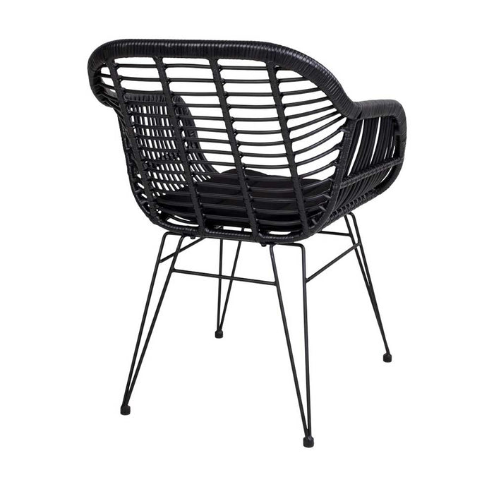 Artichok Madelein rotan tuinstoel zwart - met zitkussen