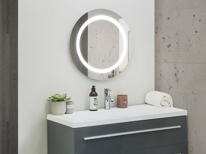 Beliani - SELUNE - LED-spiegel - Zilver - Synthetisch materiaal