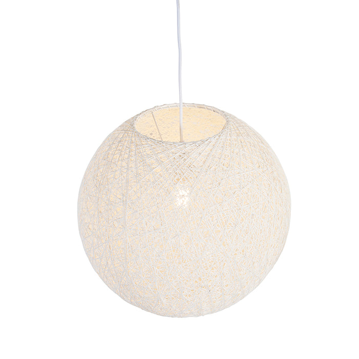 QAZQA Landelijke hanglamp wit bol 45cm - Corda