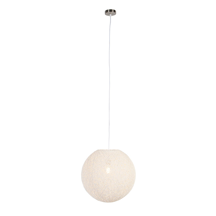 QAZQA Landelijke hanglamp wit bol 45cm - Corda