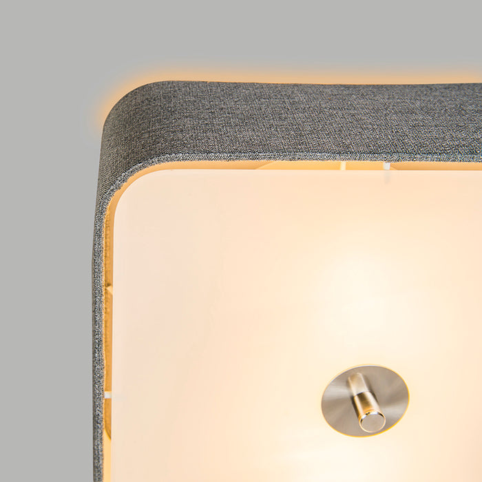 QAZQA Plafondlamp drum jute - Grijs - Modern - L 300mm