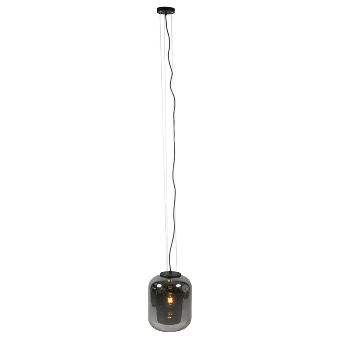 QAZQA Design hanglamp zwart met smoke glas - Bliss