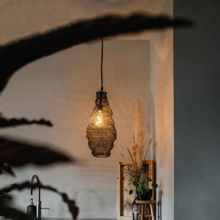 QAZQA Oosterse hanglamp zwart - Nidum Rombo
