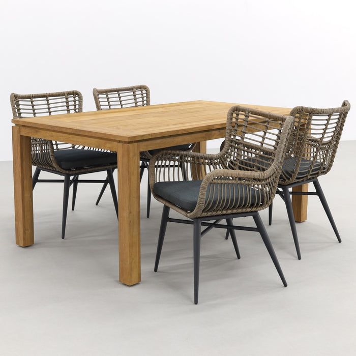 VDG Jasmine natural|Rome brown 170 cm. tuinset - 5-delig