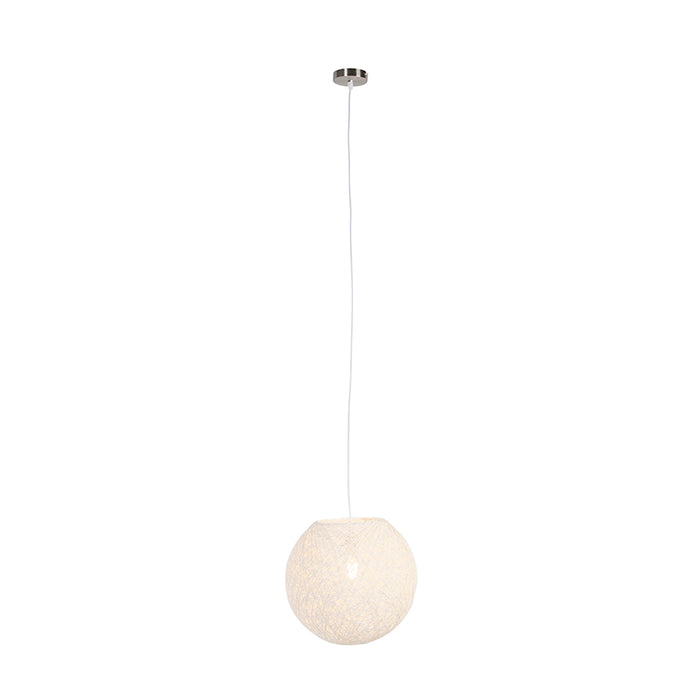 QAZQA Landelijke hanglamp wit bol 35cm - Corda
