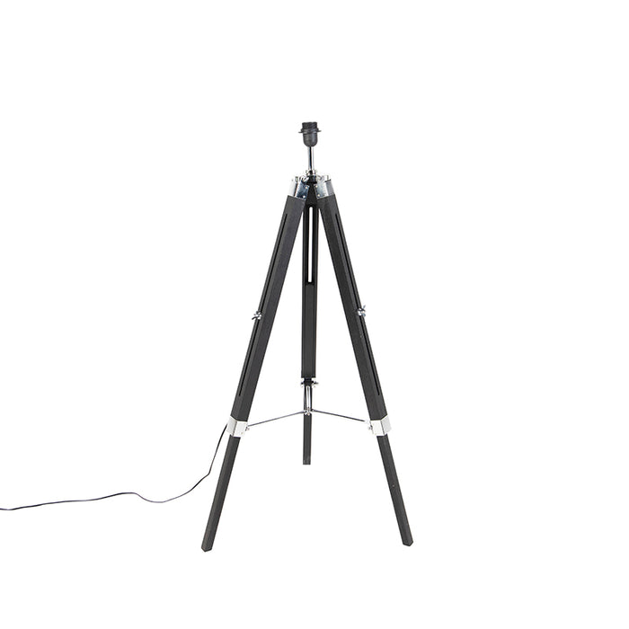 QAZQA Vloerlamp Tripod zwart met kap 45cm linnen donker grijs
