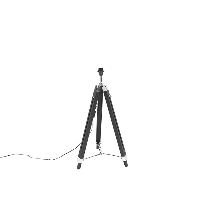 QAZQA Vloerlamp Tripod zwart met kap 45cm linnen donker grijs