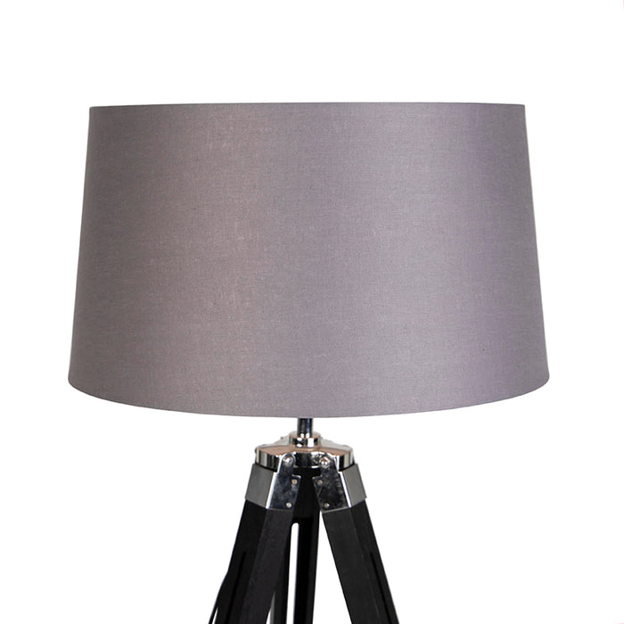 QAZQA Vloerlamp Tripod zwart met kap 45cm linnen donker grijs