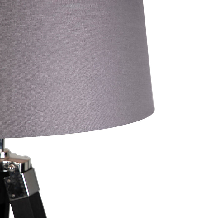 QAZQA Vloerlamp Tripod zwart met kap 45cm linnen donker grijs
