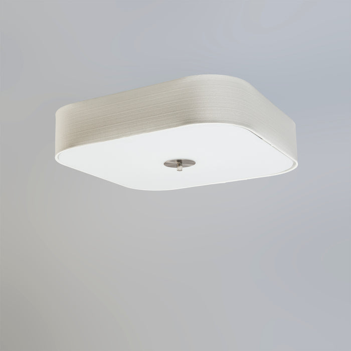 QAZQA Plafondlamp drum jute - Wit - Modern - L 500mm