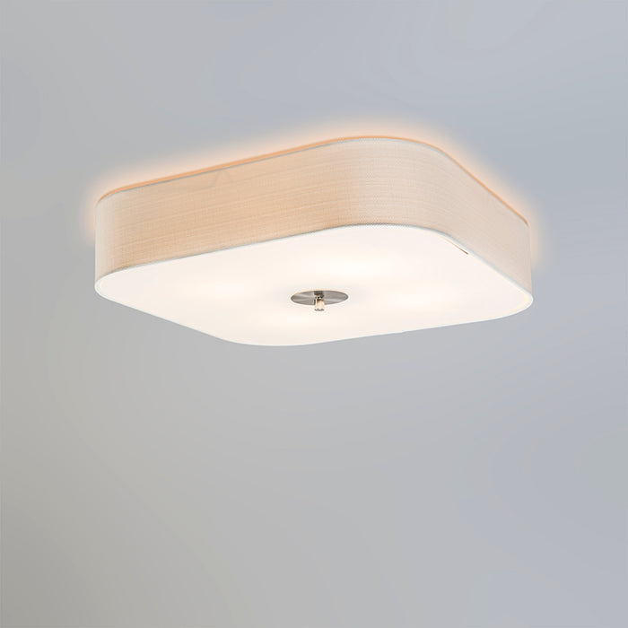 QAZQA Plafondlamp drum jute - Wit - Modern - L 500mm