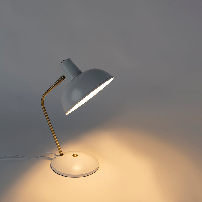 QAZQA Retro tafellamp wit met brons 38cm - Milou