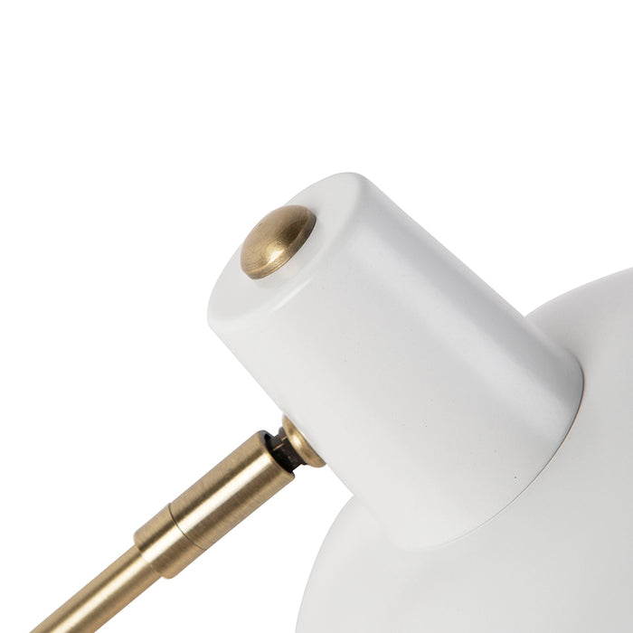 QAZQA Retro tafellamp wit met brons 38cm - Milou