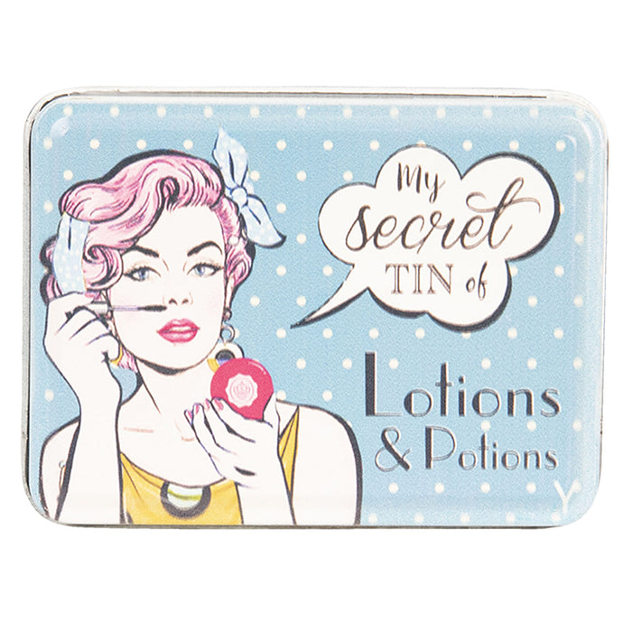 Clayre & Eef Blikken Bewaardoos 11x8x4 cm Zilverkleurig blauw Metaal