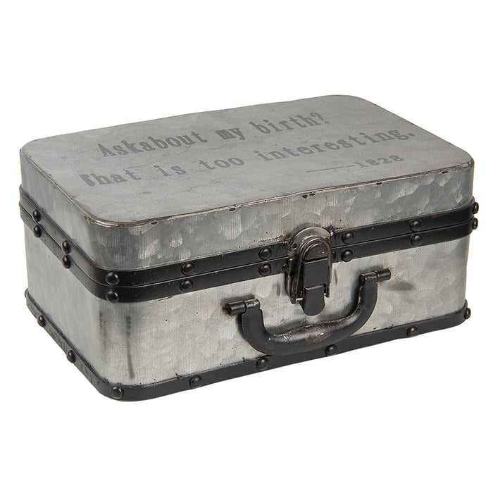 Clayre & Eef Decoratie Koffer 29*20*13 cm Grijs Ijzer Rechthoek