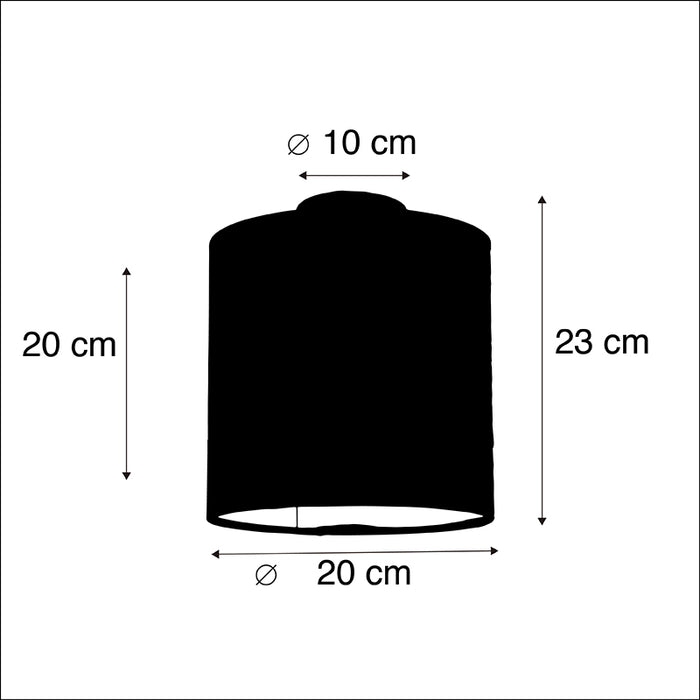 QAZQA Plafondlamp met velours kap blauw met goud 20 cm - Combi zwart