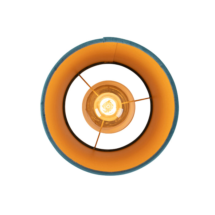 QAZQA Plafondlamp met velours kap blauw met goud 20 cm - Combi zwart