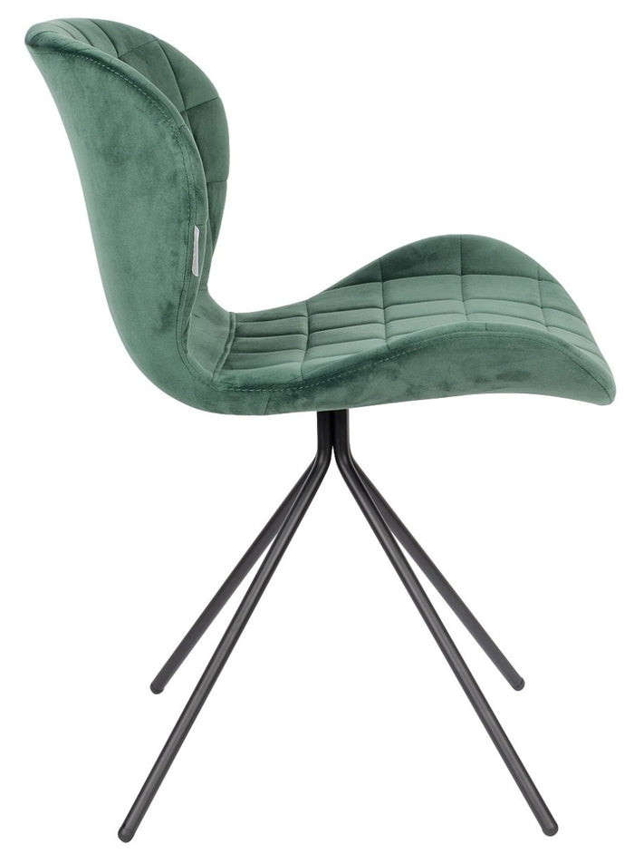 Zuiver OMG Velvet Stoel - Limited Edition - Set Van 4 - Groen