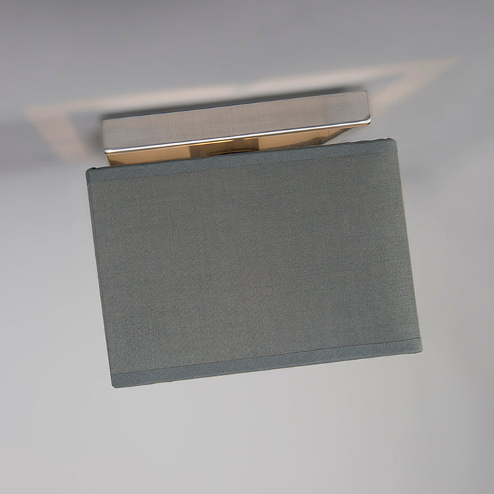 QAZQA Moderne plafonni�re staal met grijze kap - VT