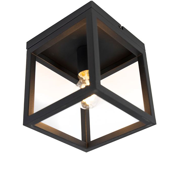 QAZQA Industriële plafondlamp zwart staal - Cage