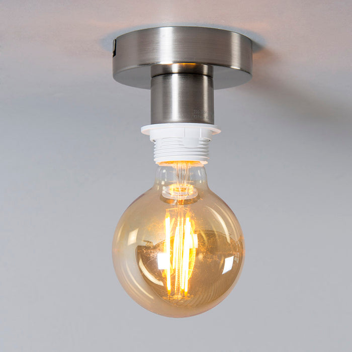 QAZQA Moderne plafondlamp staal zonder kap - Combi