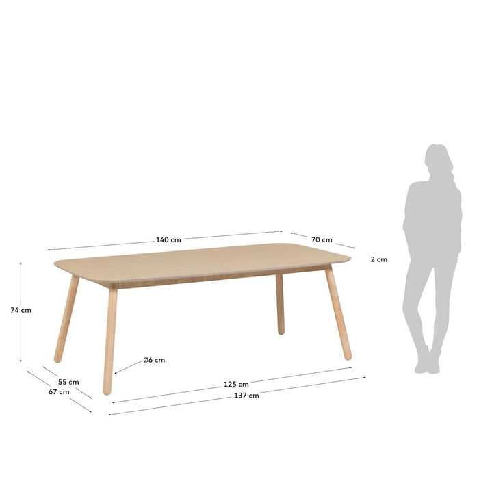 Kave Home Batilde Eettafel - 140 x 70 cm - Bruin