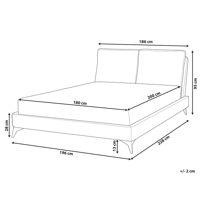 Beliani-MELLE -Tweepersoonsbed-Lichtbeige-180 x 200 cm-Chenille