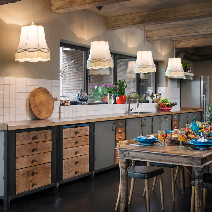 QAZQA Zijden lampenkap creme 45|30|44 - Granny