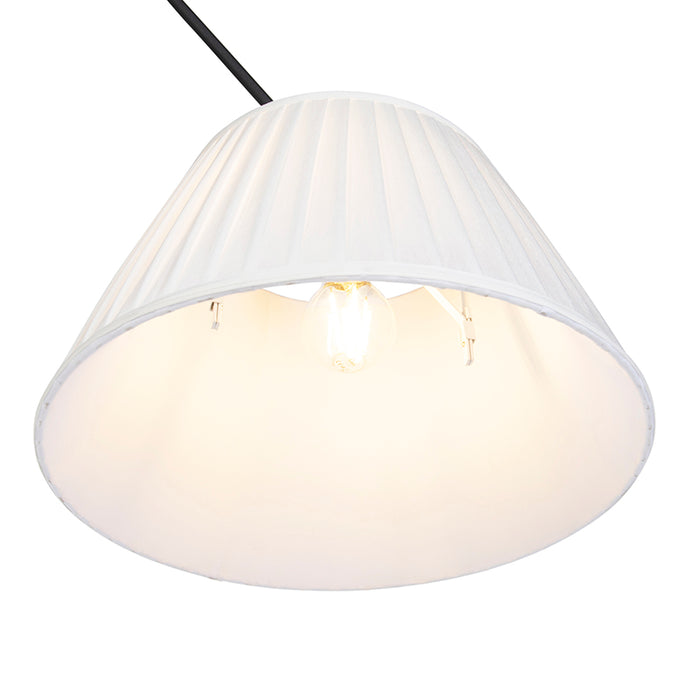 QAZQA Hanglamp zwart met plisse kap 35cm crème - Blitz