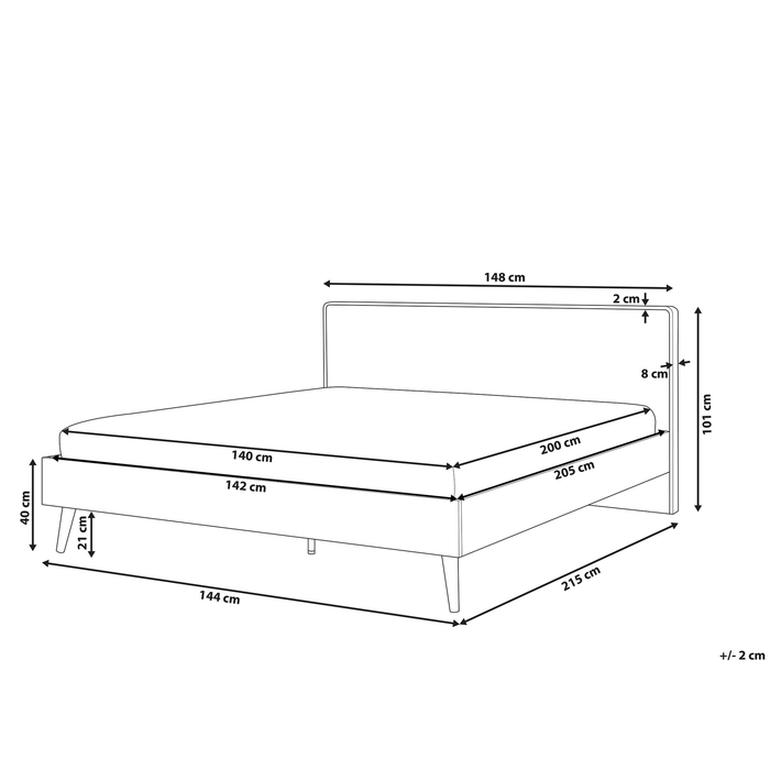 Beliani-SERRIS-Tweepersoonsbed LED-Wit-140 x 200 cm-Vezelplaat