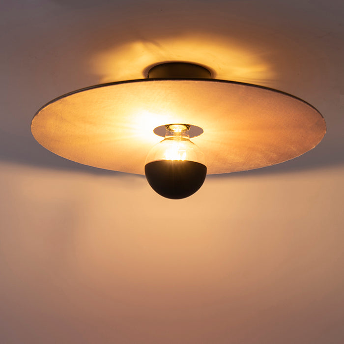 QAZQA Plafondlamp zwart platte kap roze 45 cm - Combi