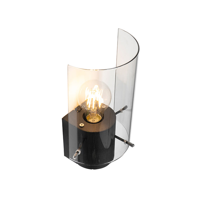 QAZQA Vintage wandlamp zwart met smoke glas - Vidra