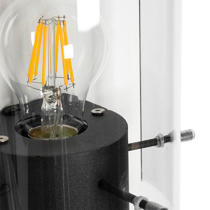 QAZQA Vintage wandlamp zwart met smoke glas - Vidra