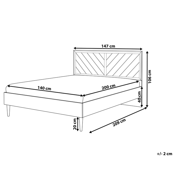 Beliani-MIALET -Bed LED-Donkere houtkleur-140 x 200 cm-Vezelplaat