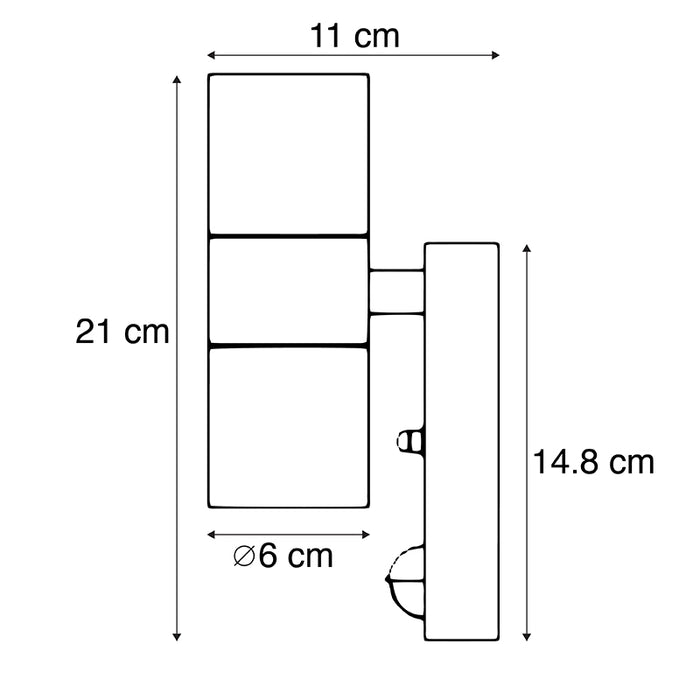 QAZQA Buitenwandlamp antraciet 2-lichts IP44 met bewegingssensor -