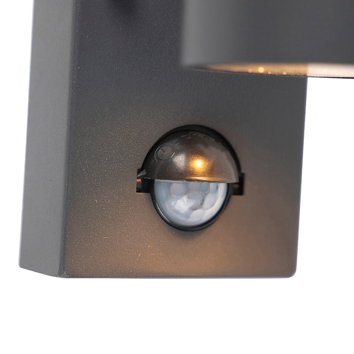 QAZQA Buitenwandlamp antraciet 2-lichts IP44 met bewegingssensor -